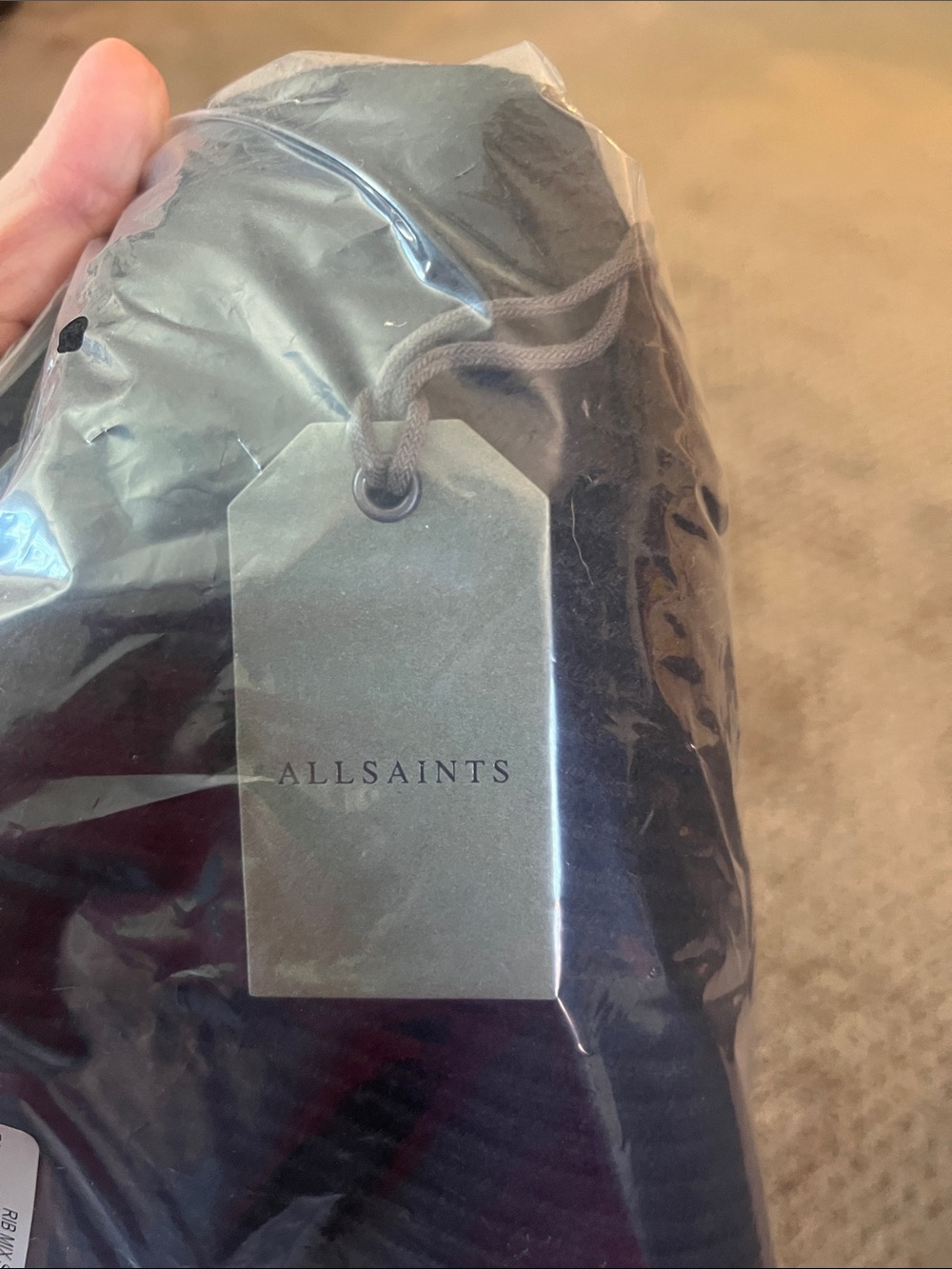 ALL SAINTS NWT RIB MIX SCARF BLACK WOOL ACRYLIC RIBBED - Picture 4 of 4